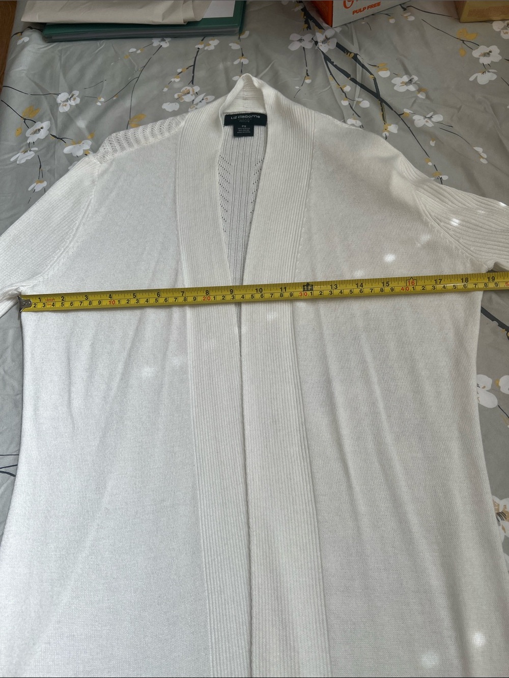 Liz Claiborne - White Open Cardigan - Small Petite - Picture 13 of 16